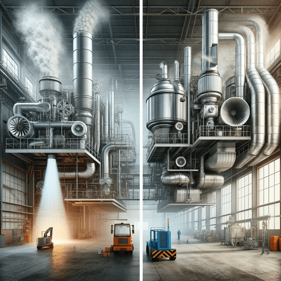 Illustration comparing dilution ventilation and local exhaust ventilation