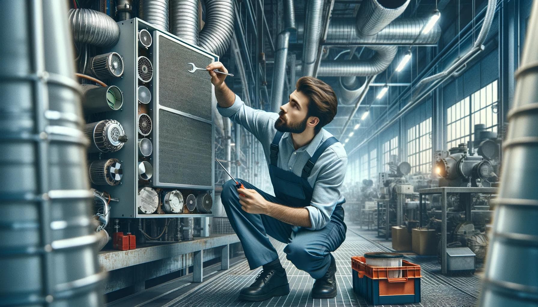 Illustration of someone conducting LEV maintenance