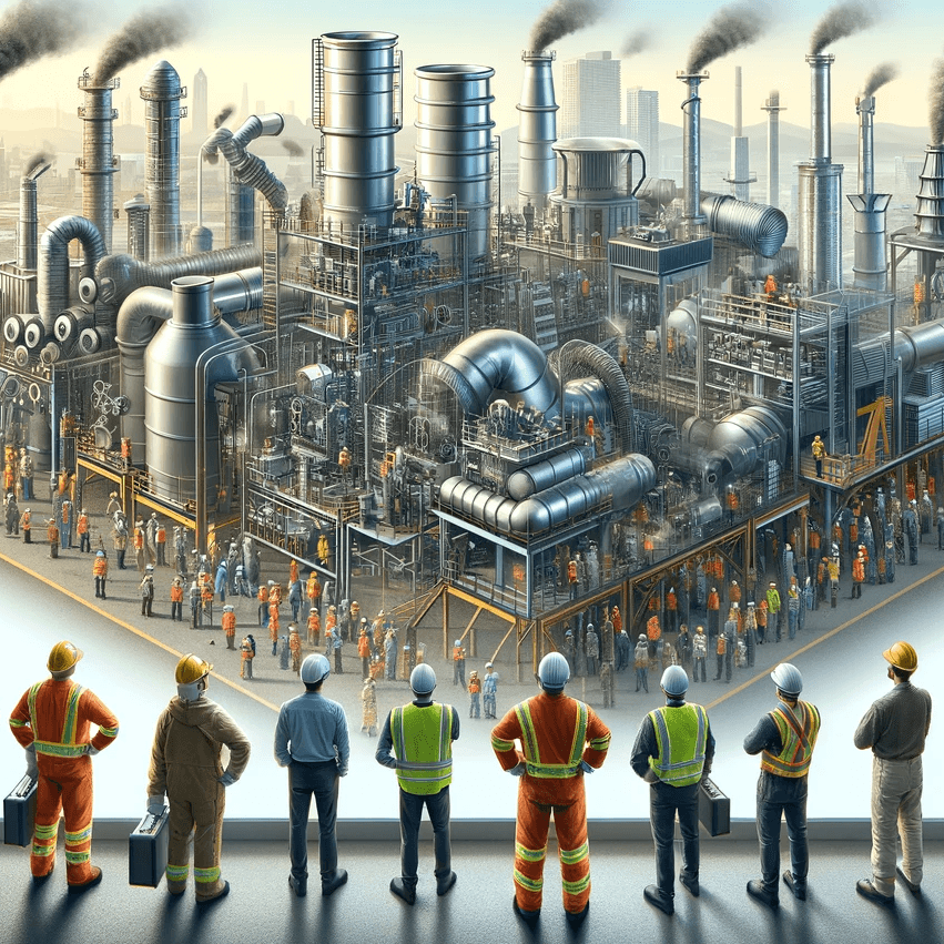 Illustration of engineers looking at an LEV system