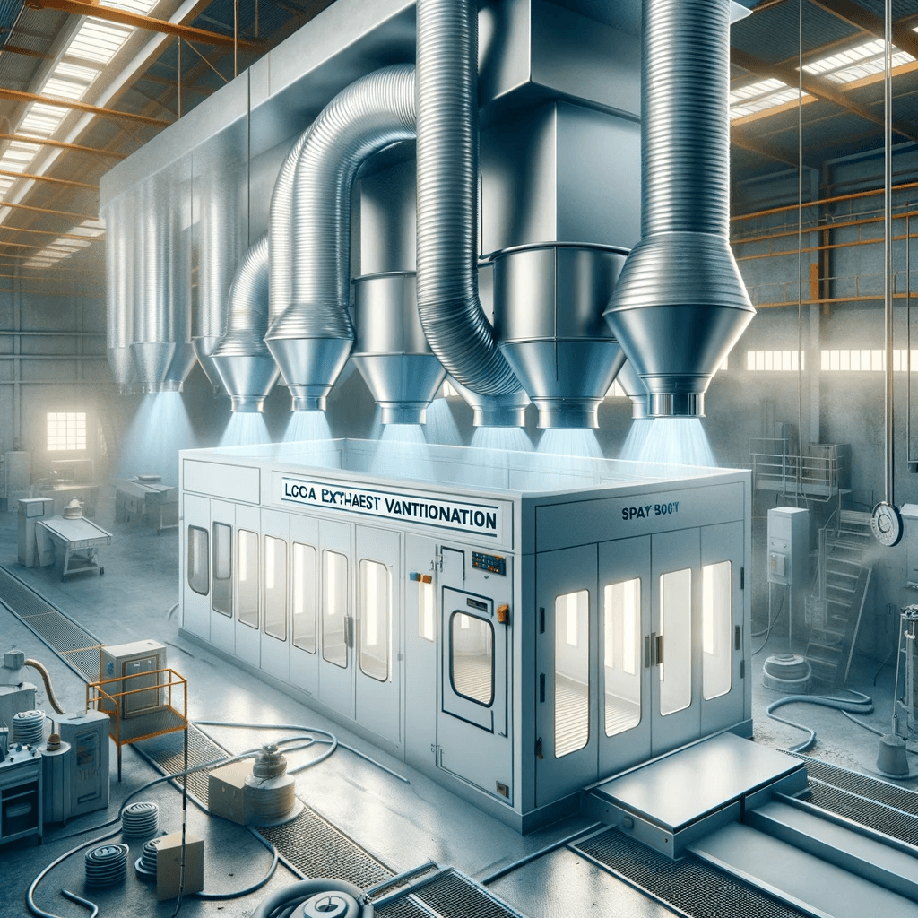 Illustration of a spray booth with LEV system